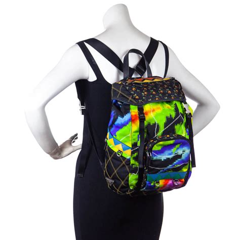 prada multicolor print backpack